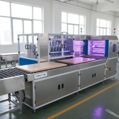 Kompaktowa linia do powlekania UV LED do ekologicznych wykończeń paneli drewnopochodnych