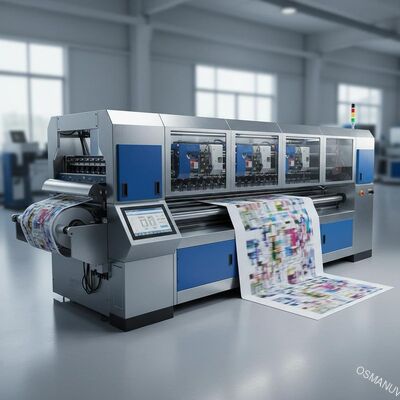 Wysokiej prędkości drukarka cyfrowa jednoprzejściowa z prędkością druku 150 m/min, dostosowywalna do szerokości do 2500 mm i konfiguracja CMYK + biały + lakier