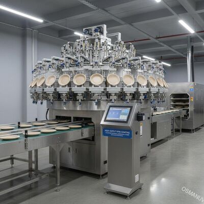 Linia produkcyjna do wirowania o wysokiej wydajności dla naczyń stołowych z masy celulozowej - 24-stanowiskowy system powlekania wewnętrznego z konfigurowalnymi parametrami