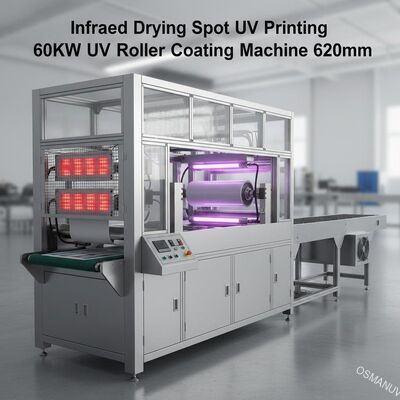 Suszenie na podczerwień Spot Uv Printing Machine, 60KW Uv Roller Coating Machine 620mm