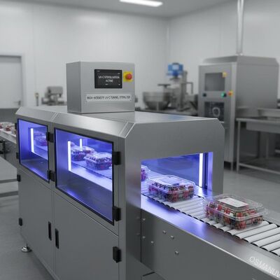 Tunelowy sterylizator UV-C o wysokiej intensywności do przezroczystych opakowań żywności