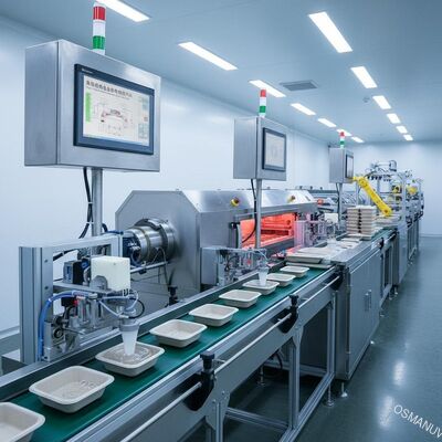Szybka linia produkcyjna do powlekania wewnętrznego tacek, misek i naczyń z pulpy, zapewniająca bezpieczeństwo żywności