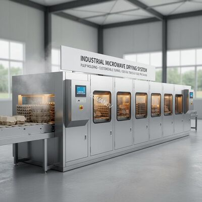 Industrial Microwave Drying Machine for Pulp Molding - Customizable Tunnel System for Egg Trays & Food Packaging